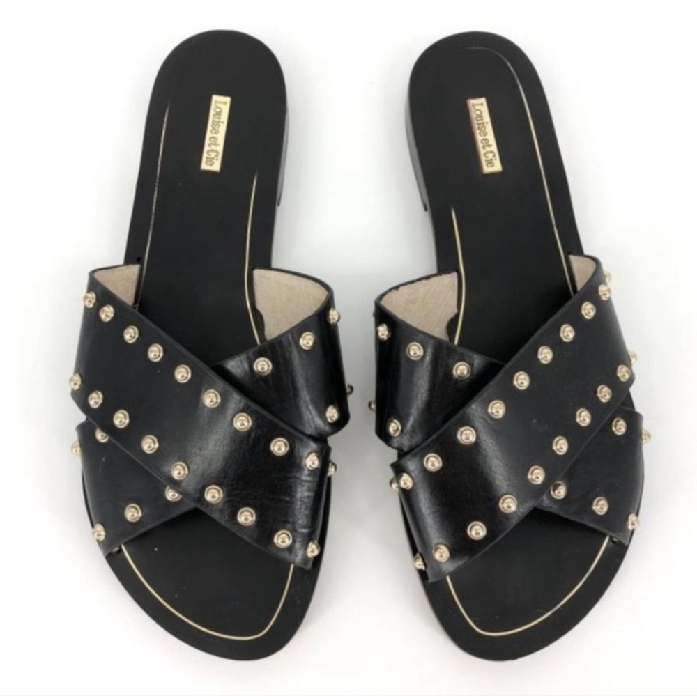 Louise et Cie Lo-Bonnie Women's Black Leather Sandals